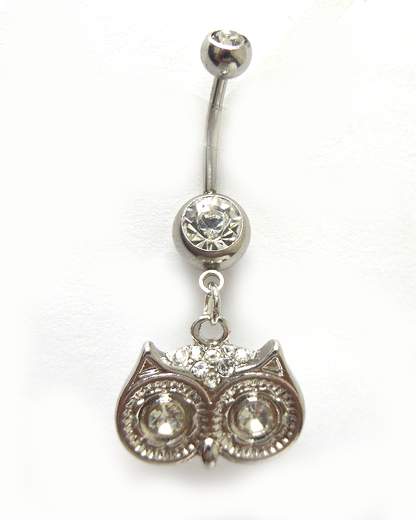 SURGICAL STEEL METAL OWL BELLY RING NAVEL RING