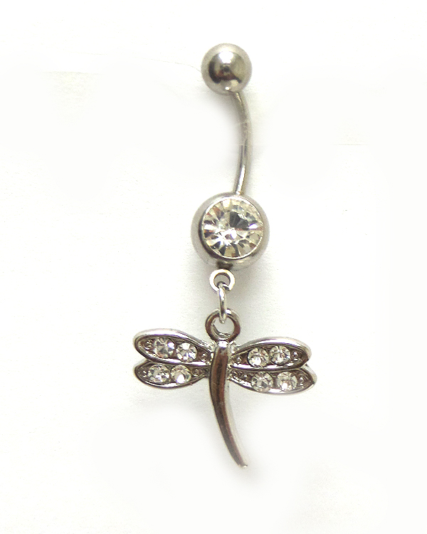SURGICAL STEEL SURGICAL STEEL DRAONFLY BELLY RING  NAVEL RING