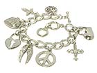 PEACE WING CROSS AND HEART CHARM TOGGLE BRACELET