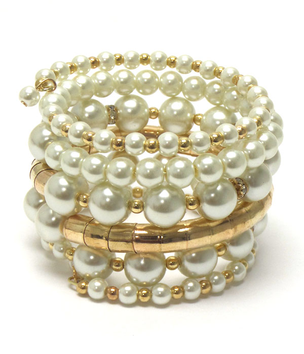 PEARL AND MEAL SNAKE CHAIN BRACELET 