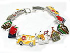 METAL EPOXY SCHOOL THEME CHARM LINK MAGNETIC CLASP BRACELET