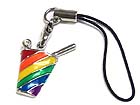 WHITE GOLD PLATING CRYSTAL AND ENAMEL COCKTAIL CELL PHONE STRAP CHARM