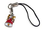 WHITE GOLD PLATING CRYSTAL AND ENAMEL BELL CELL PHONE STRAP CHARM