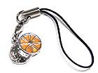 WHITE GOLD PLATING ENAMEL ORANGE CELL PHONE STRAP CHARM