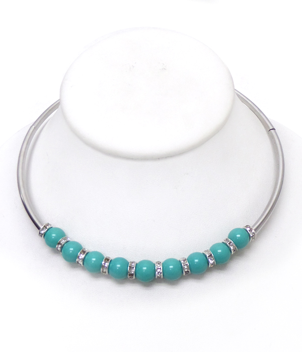 BEADS TUBE RONDELLE COLLAR NECKLACE
