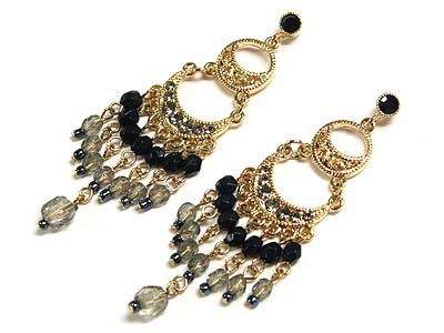 CRYSTAL AND MULTI BEADS DROP EARRING