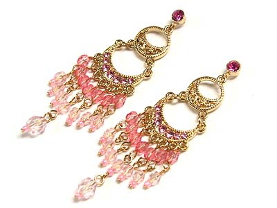 CRYSTAL AND MULTI BEADS DROP EARRING