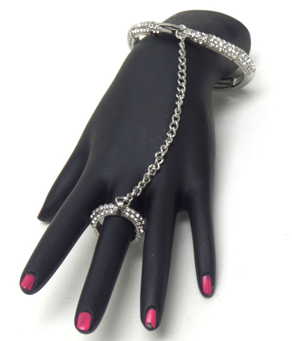 CRYSTALS AND CHAIN LINK BRACELET AND RING SET