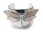 CRYSTAL AND ABALNE DRAGONFLY TOP METAL CUFF BANGLE