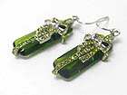 AUSTRIAN CRYSTAL RIBBON AND FACET LONG GLASS STONE EARRING