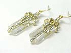 AUSTRIAN CRYSTAL RIBBON AND FACET LONG GLASS STONE EARRING