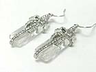 AUSTRIAN CRYSTAL RIBBON AND FACET LONG GLASS STONE EARRING