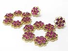 AUSTRIAN CRYSTAL STUD FLOWER LINK HOOP DROP EARRING