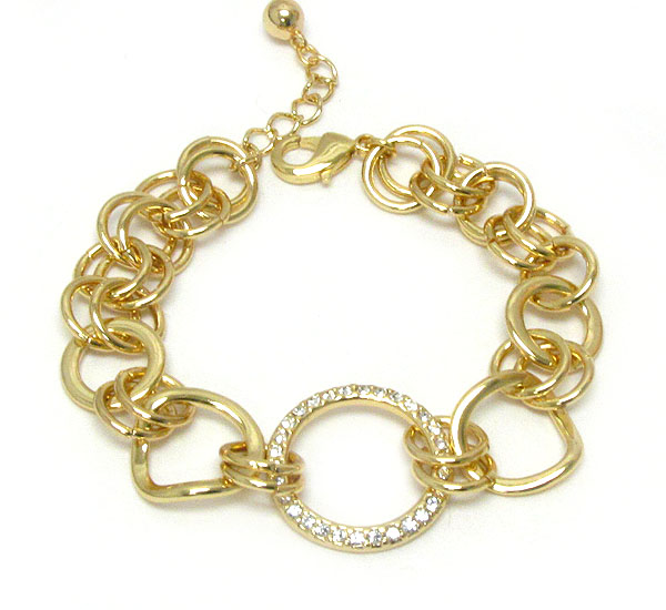 CRYSTAL DECO RING AND CHAIN LINK BRACELET