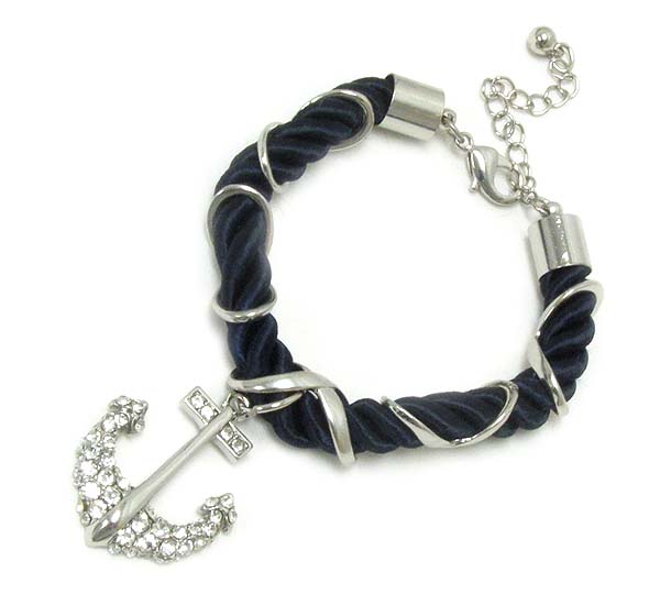 CRYSTAL DECO NAUTICAL ANCHOR AND ROPE BAND BRACELET