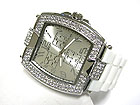 DUAL CRYSTAL FRAME LARGE FACE RUBBER BAND WATCH