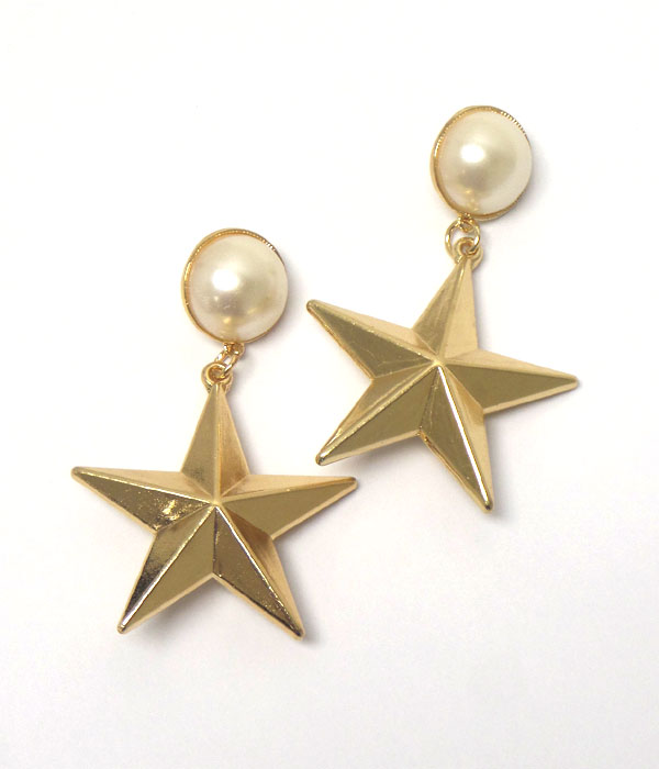 PEARL AND LARGE STAR DROP EARRING