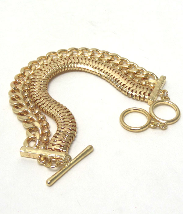 MIXED CHAIN TOGGLE BRACELET
