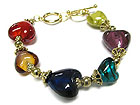 MURANO GLASS HEART LINK TOGGLE BRACELET