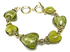 MURANO GLASS HEART LINK TOGGLE BRACELET