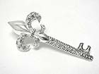 CRYSTAL STUD FLEUR DE LIS HEAD KEY PENDANT OR BROOCH - DUAL FUNCTION