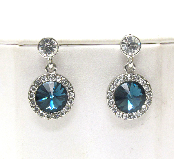 SWAROVSKI CRYSTAL CENTER DISK DROP EARRING - MADE IN USA