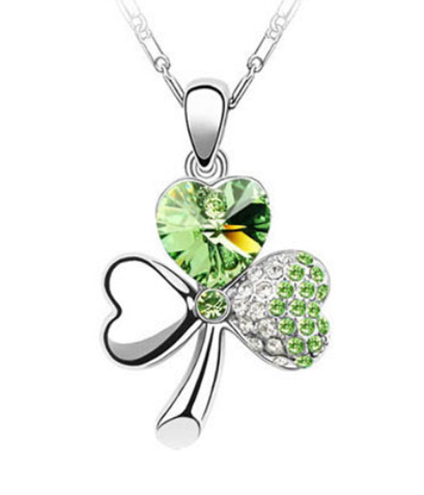 CRYSTAL CLOVER PENDANT NECKLACE