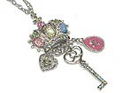 Wholesale Costume Jewelry - CRYSTAL CROWN AND FLEUR DE LIS KEY HEART CHARM NECKLACE