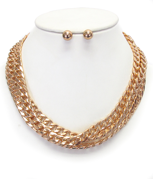 MULTI CHAIN MIX CHUNKY NECKLACE SET
