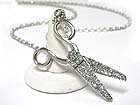CRYSTAL BIG SCISSORS PENDANT LONG NECKLACE - Wholesale Jewelry