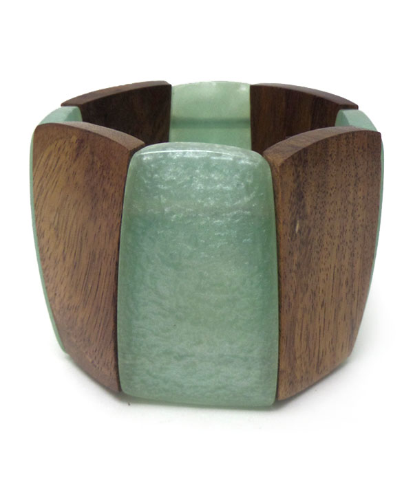 FORMICA AND WOOD MIX STRETCH BRACELET