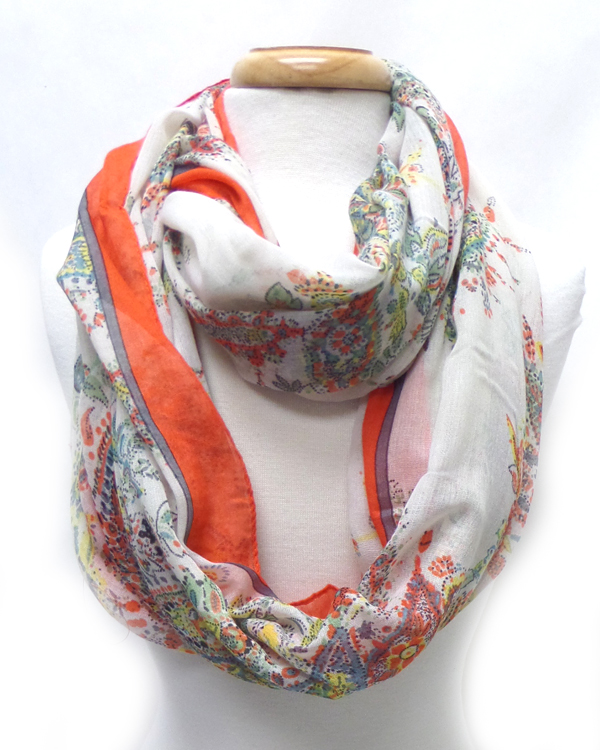 PAISLEY PRINT INFINITY SCARF - 100% POLYESTER