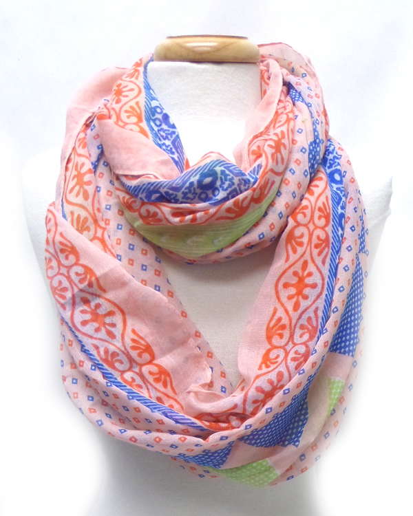 AZTEC PRINT INFINITY SCARF - 100% POLYESTER -western