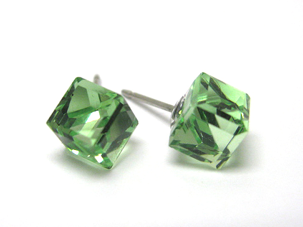 SWAROVSKI CRYSTAL CUBE STUD EARRINGS - MADE IN USA