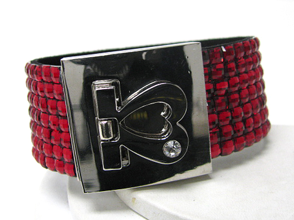 ACRYLIC CRYSTAL ON SUEDE BAND AND METAL CLIP BRACELET