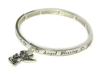 ANGEL CHARM AND ANGEL BLESSING MESSAGE STRETCH BRACELET