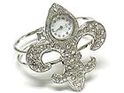 Wholesale Fashion Watch - CRYSTAL STONE DECO FLEUR DE LIS SHAPE HINGE WATCH