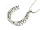 Wholesale Costume Jewelry - WHITE GOLD PLATING TWIST CRYSTAL HORSE SHOE PENDANT NECKLACE