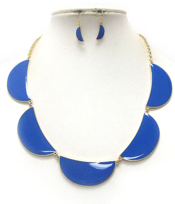 MULTI EPOXY CRESCENT LINK NECKLACE EARRING SET