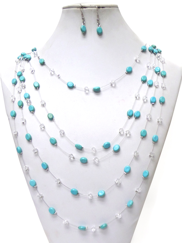 MULTI LAYER WIRES AND BEADS NECKLACE SET