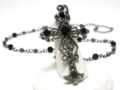 Wholesale Costume Jewelry on N1245bk 71799 Wholesale Costume Jewelry Crystal Cross And Beads Chain