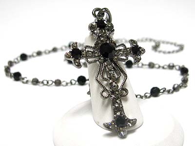 Bulk Chain Jewelry on Wholesale Crystal Cross And Beads Chain Necklace