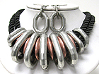 MASSIVE METAL LOOP LINK ROPE NECKALCE EARRING SET - Wholesale Jewelry