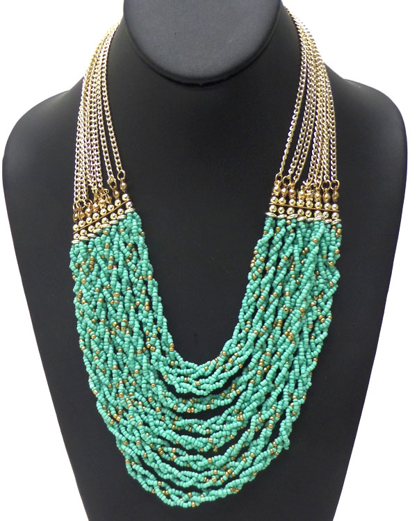 MULTI LAYER SEED BEAD NECKLACE SET