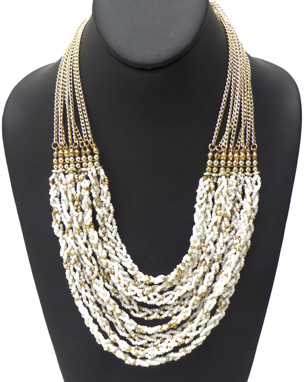 MULTI LAYER SEED BEAD NECKLACE SET 