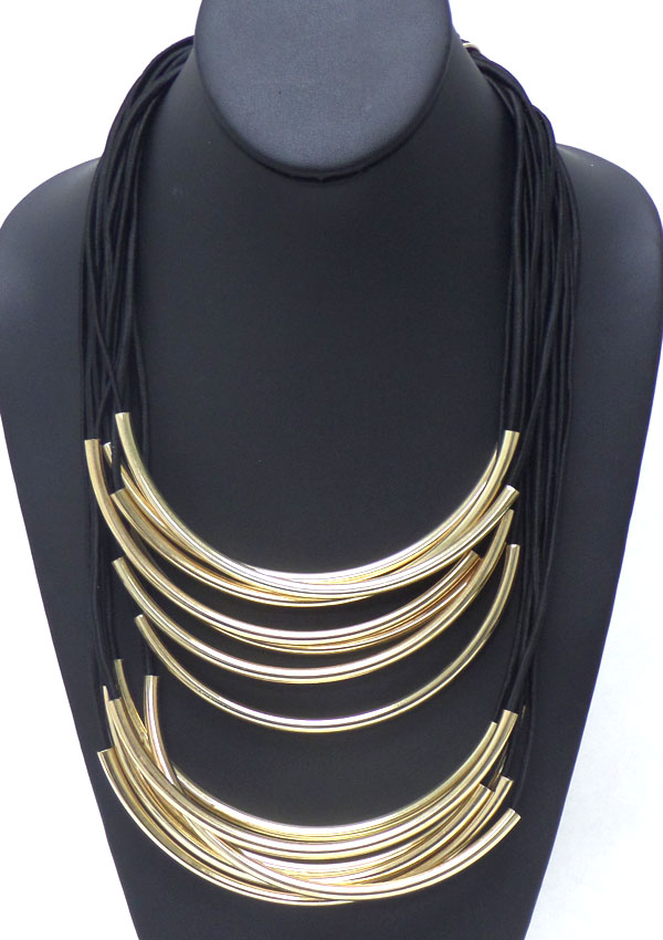 LAYERED METAL STRETCH STRING NECKLACE 