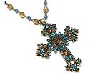CRYSTAL DECO CASTING METAL CROSS PENDANT AND ACRYL BEAD STRAND NECKLACE