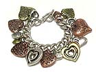 CASTING MULTI HEART CHARM LARGE CHAIN TOGGLE BRACELET