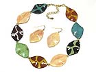 MULTI SEMI PRECIOUS HAMMERED DISK NECKLACE AND EARRING SET