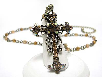 Crystal Wholesale Jewelry on N1245br 72241 Wholesale Costume Jewelry Crystal Cross And Beads Chain